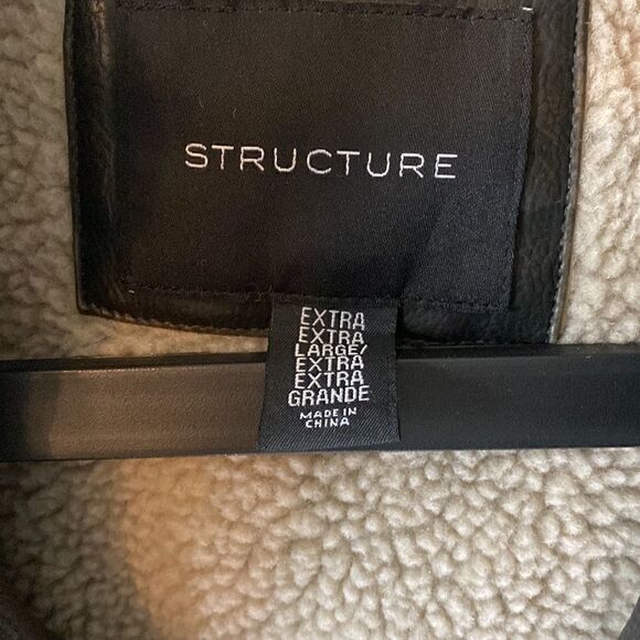 NWT Mens Pleather Moto Bomber Sherpa Lined Dark Brown Jacket - Picture 5 of 11